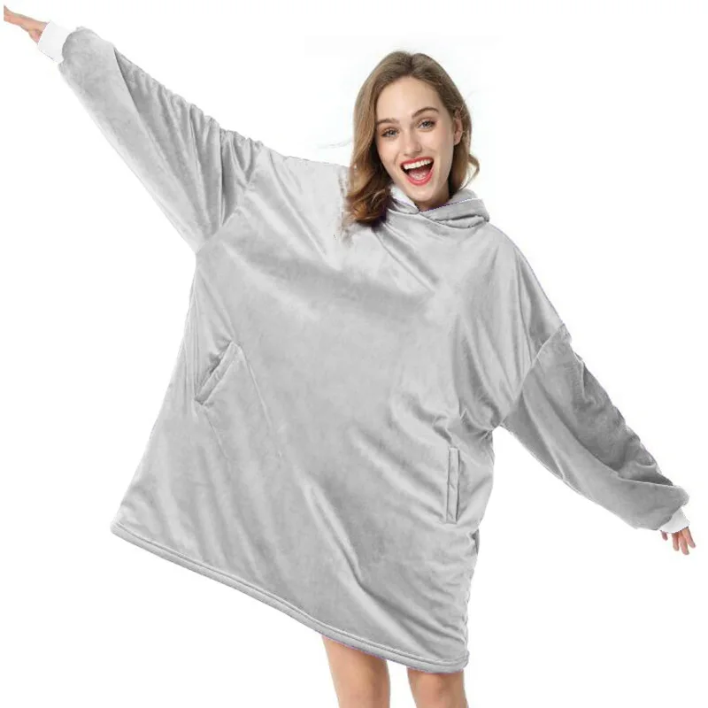 MU Eco friendly hoodie blanket casual TV warm lazy blanket hoodies femmes oversize wearable blanket for sale