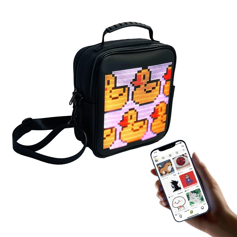 iledshow High Resolution APP Programmable Flashing Light Display Screen Backpack Led Sling Bag With Walking Billboard Panel
