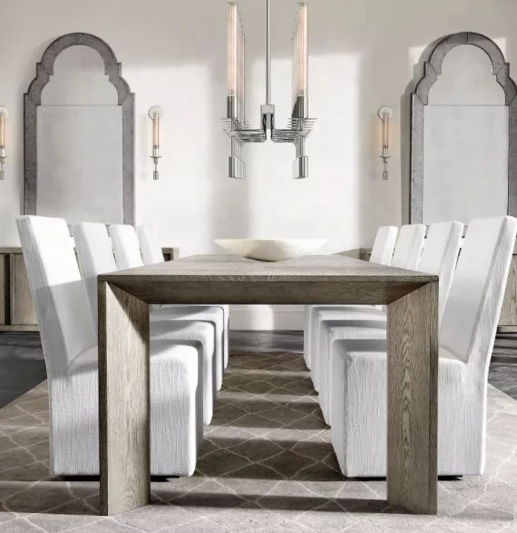 Reclaimed Solid Oak Wood Rectangle Extensible Dining Table 10 Seater HLM36