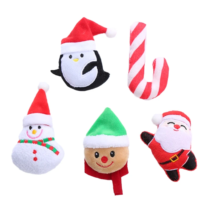 Interactive Eco-Friendly Catnip Nip Toys Christmas Theme Cat Plush with Catmint Santa Claus Penguin Gnaw Pet Chew Toys