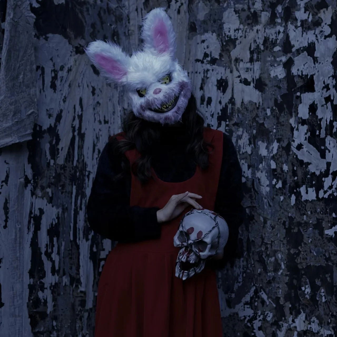 Horror Costume Props Glowing LED Rabbit Mask Bloody Rabbit Bear Led Mask For Halloween