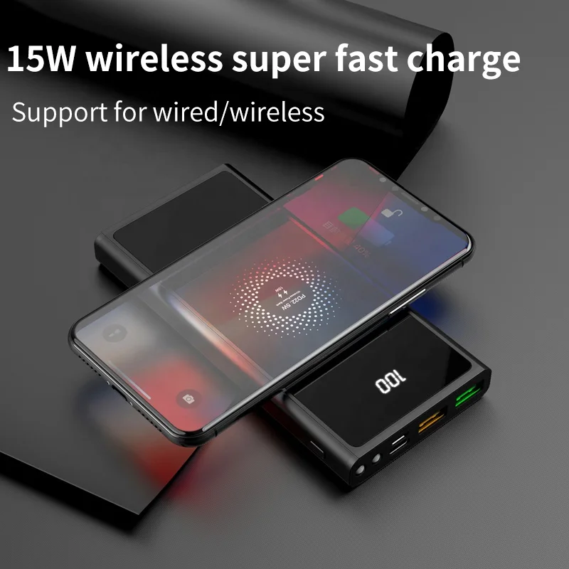 
QC3.0+PD18W Wireless Fast Charging Power Bank High capacity 20000mAh 15W Wireless Charging 