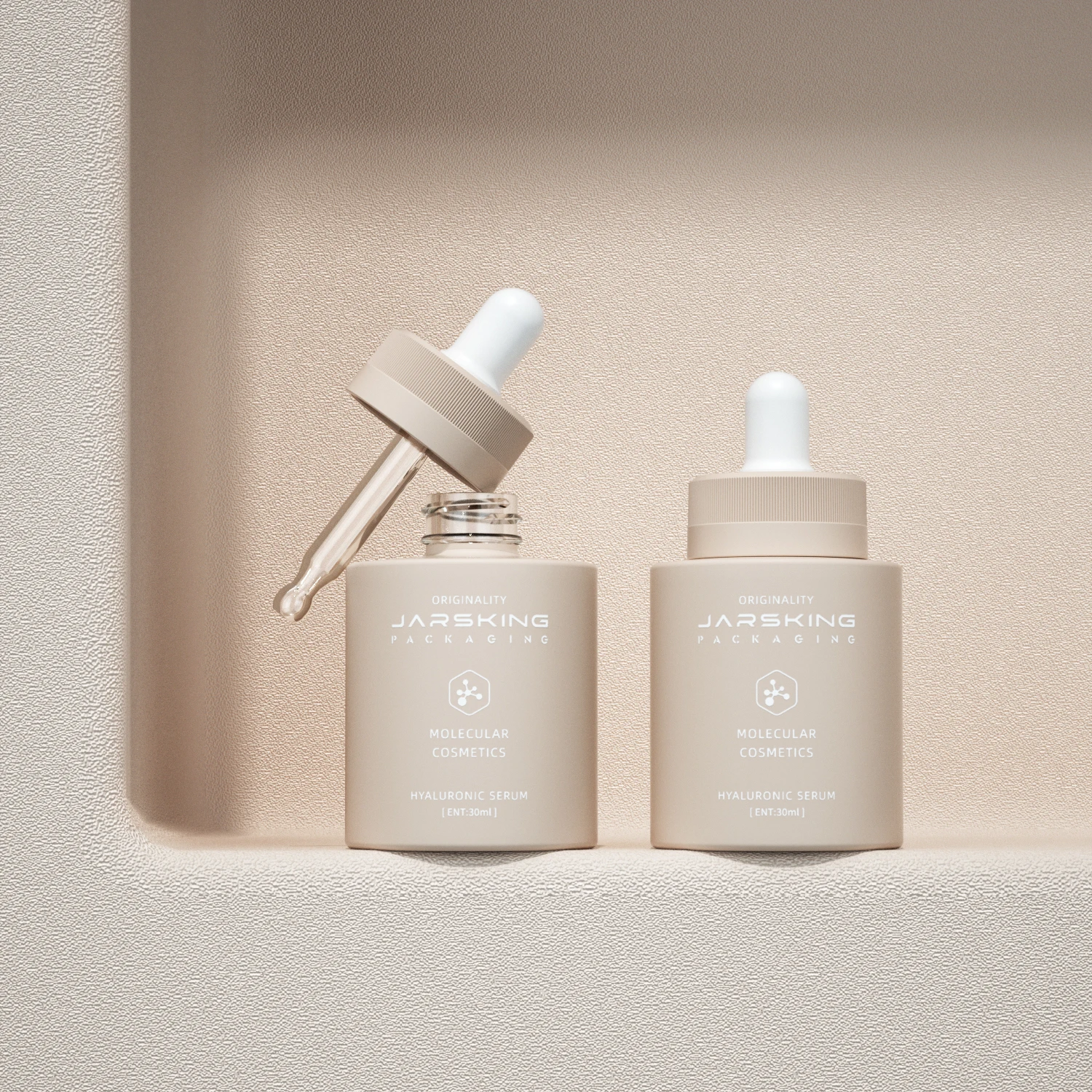 30ml Custom luxury round custom round cosmetic frosted face hair serum essential oil glass dropper bottles