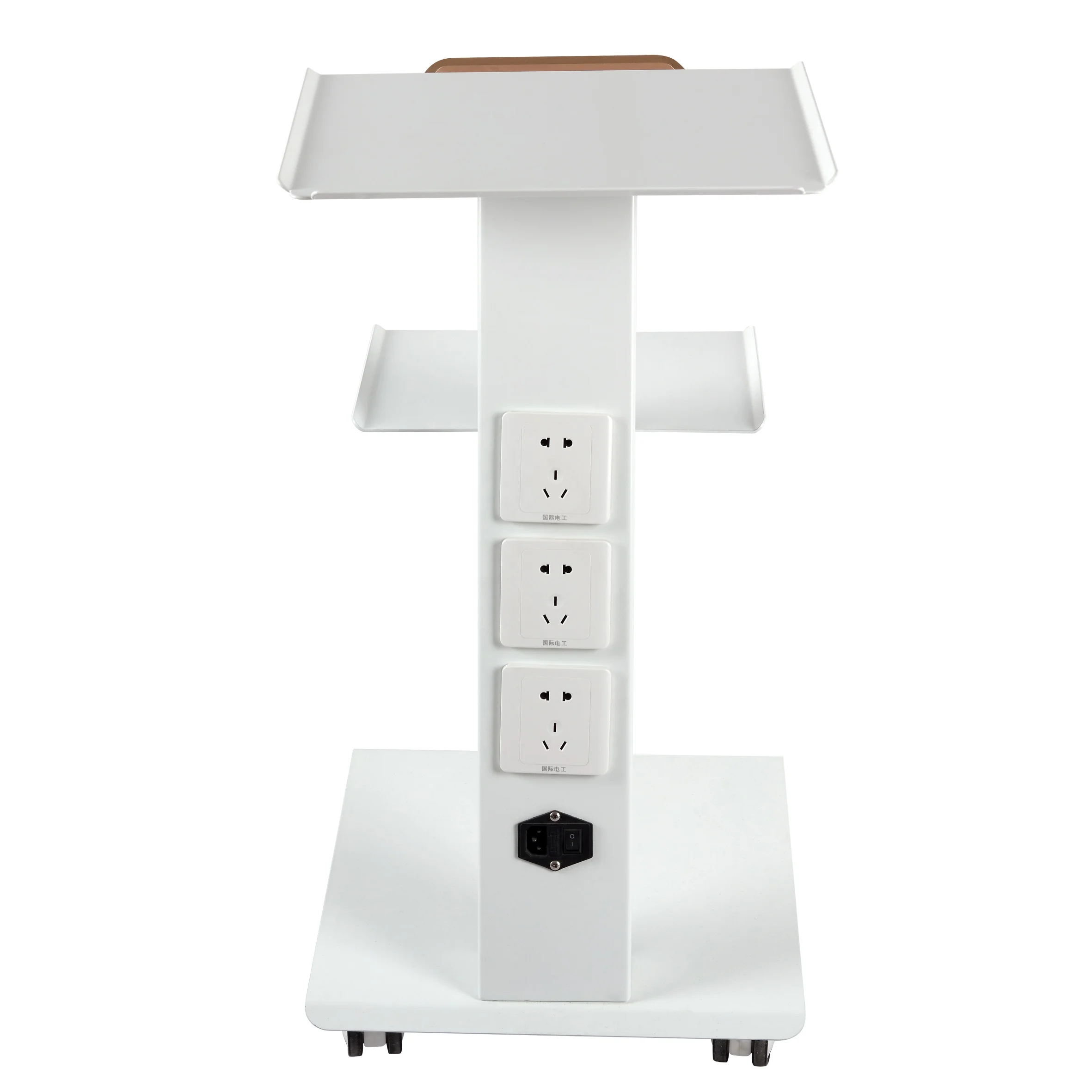 Yimmi Beauty Hair Salon Furniture White Cart Metal Trolley With Wheel Beauty Tool Cart