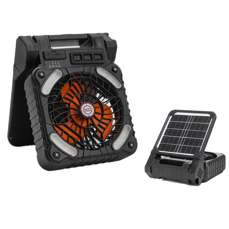 Multifunctional Wireless Solar Power Fan USB Rechargeable Multiple Colors Available Outdoor Camping Fan With Light