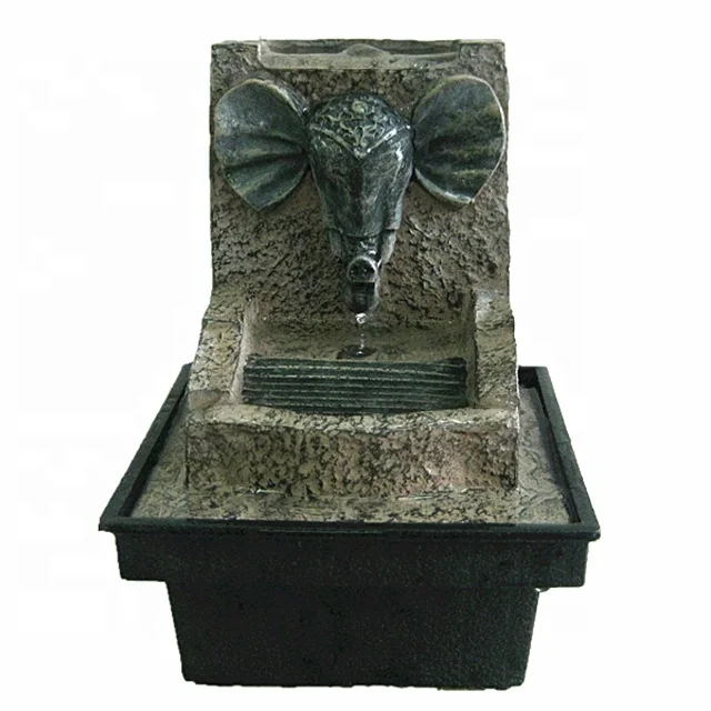 polyresin elephant statue desktop mini water fountain indoor home decoration