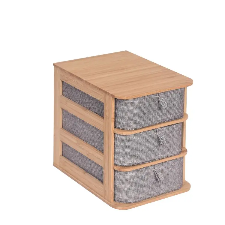 Hot Selling 2/3 Tire Bamboo Storage Box Makeup Organizer For Jewelry Cosmetic