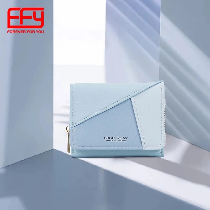 2021 New Design Young Girl Wallet   Pu Leather Women Wallet With Coin Bag  Three Folder Wallet