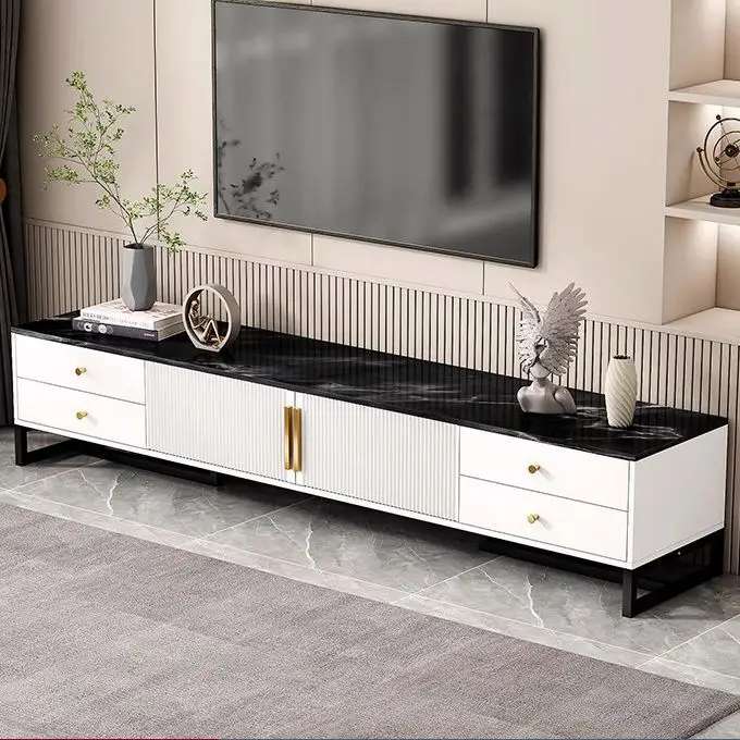 Latest Design Living Room Furniture Table Bedroom Glass Shelf LED Light Tv Stand Table Cabinet Set Bedroom Modern Luxury