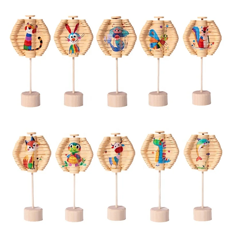 Hot Sale Funny Children Wooden 10 Styles Animal Rotating Toy Release Stress Educational Decompression Toys