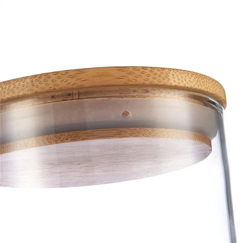 Round Cylinder Heat Resistant Apothecary Storage Dry Rice Vacuum Borosilicate Glass Storage Jar Food Glass Jars With bamboo Lid