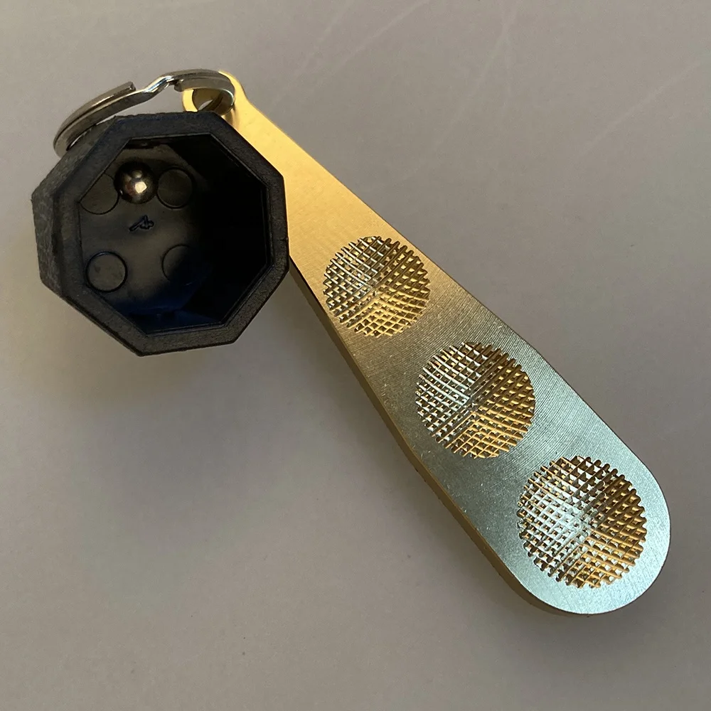 billiard chalk holder with golden aluminum cue tip sander