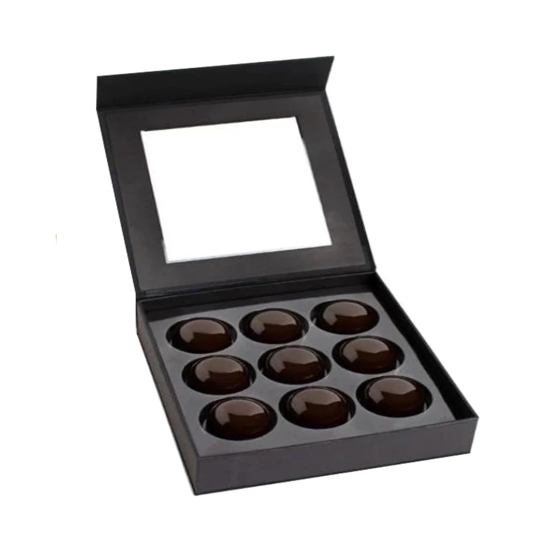 Professional Manufacturer Customizable Magnetic Attraction Black Chocolate Box Transparent