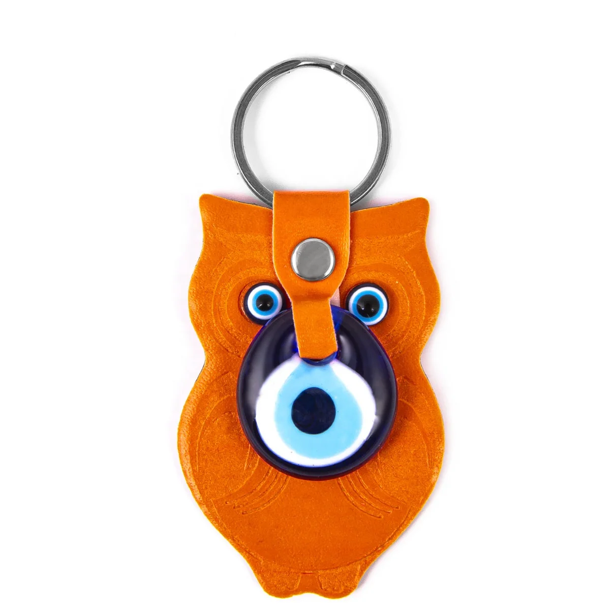 Брелок в форме Совы оранжевого цвета из искусственной кожи ручной работы со сглаза