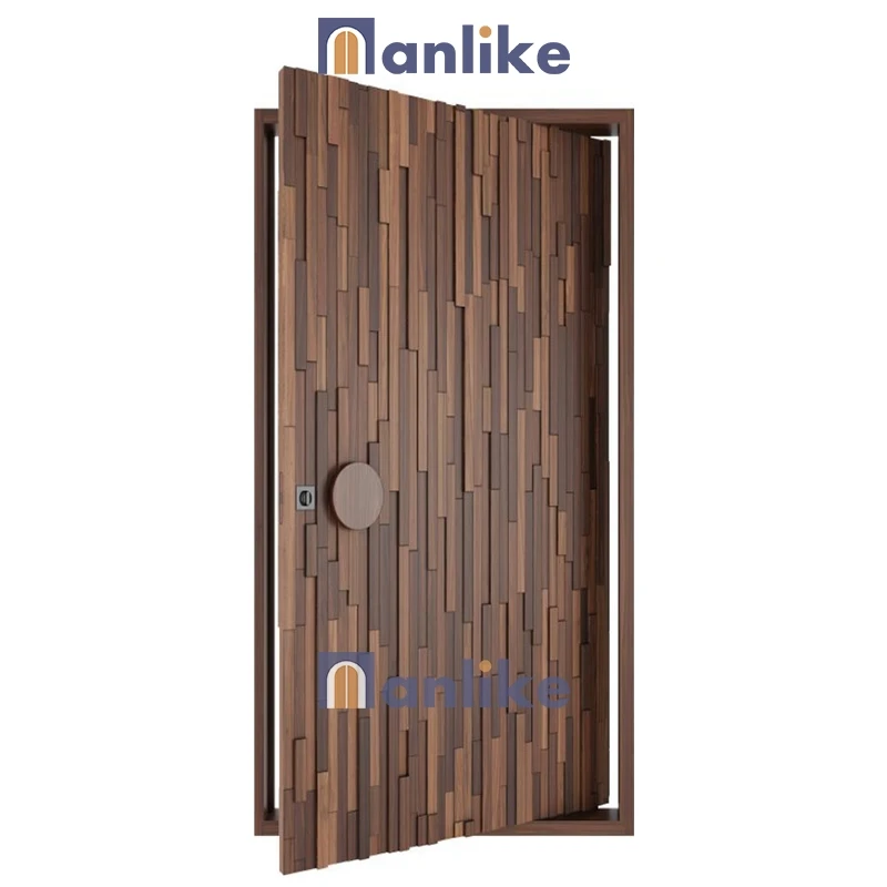 Anlike Chinese Supplier Luxury Commercial 8 Ft High Quality Main Design Modern Solid Wooden Soundproof Doors