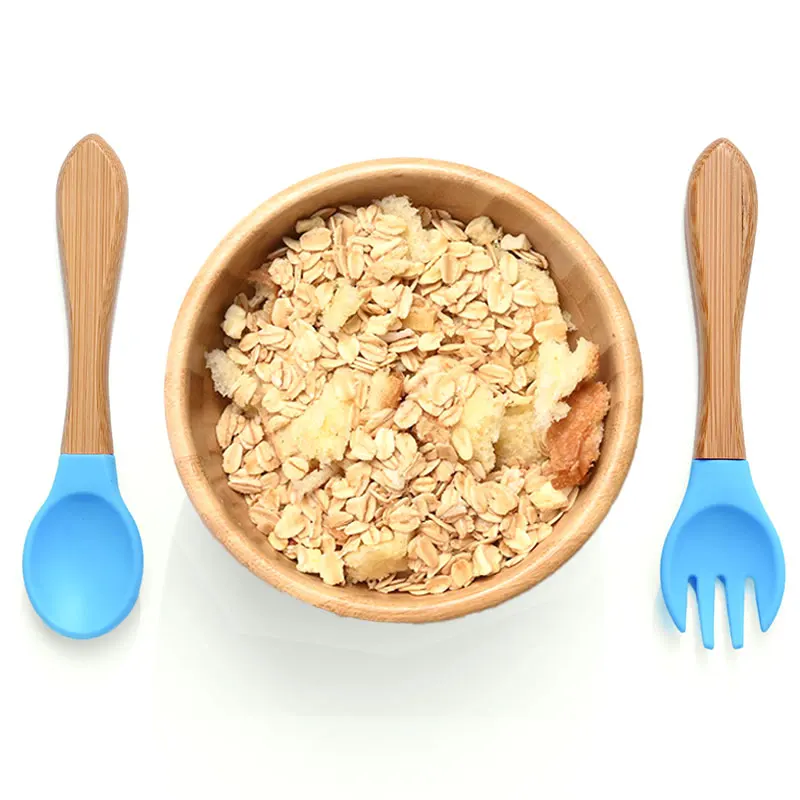 Прямая поставка, Бамбуковая детская чаша, набор для кормления, круглая бамбуковая детская чаша с ложкой