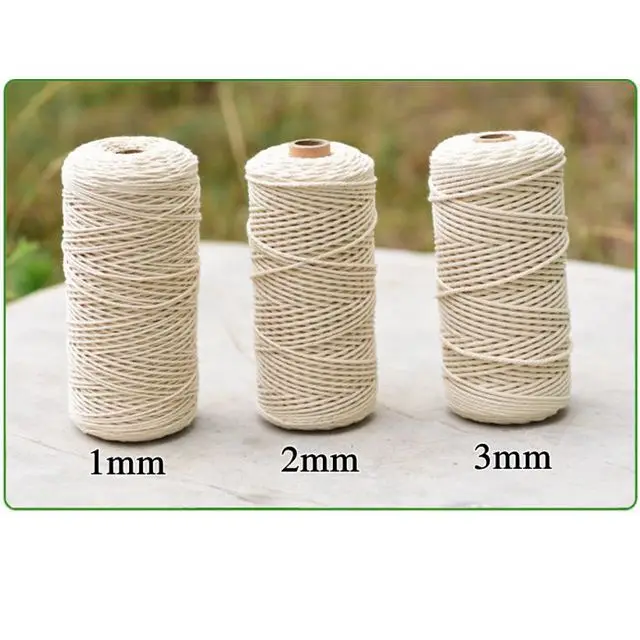 
3 mm 100 meters soft macrame twisted cotton rope for hand knitting and woven cotton rope lead 