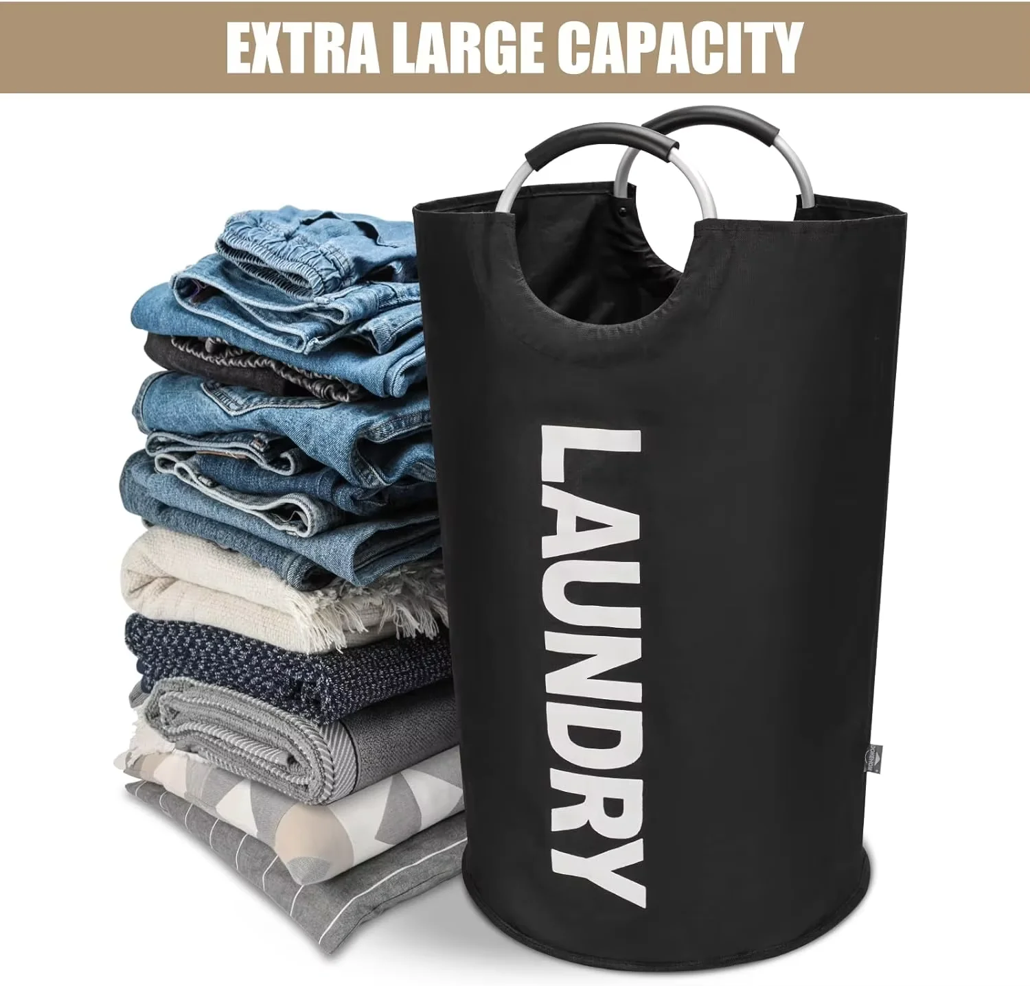 90L Large Laundry Basket Freestanding Waterproof  Collapsible Folding Tall Clothes Hamper for Dorm Home  Laundry Hamper