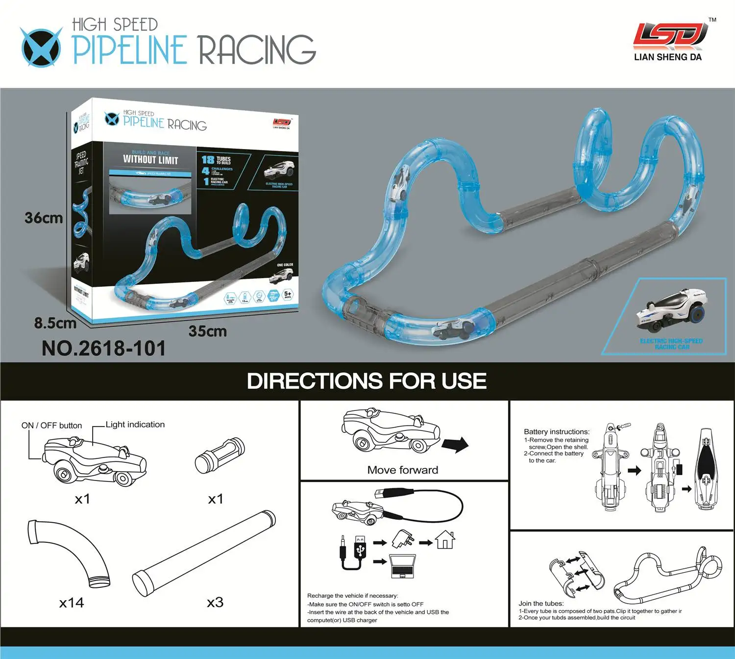 Children Gifts Pipeline Racing Track Electronic Toys Build Race Loop Modular Circuit Tubes High Speed RC Car