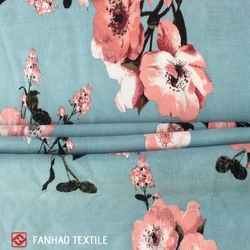 2022 New design breathable absorb-moisture 80gsm flower pattern 100% rayon voile fabric for dress