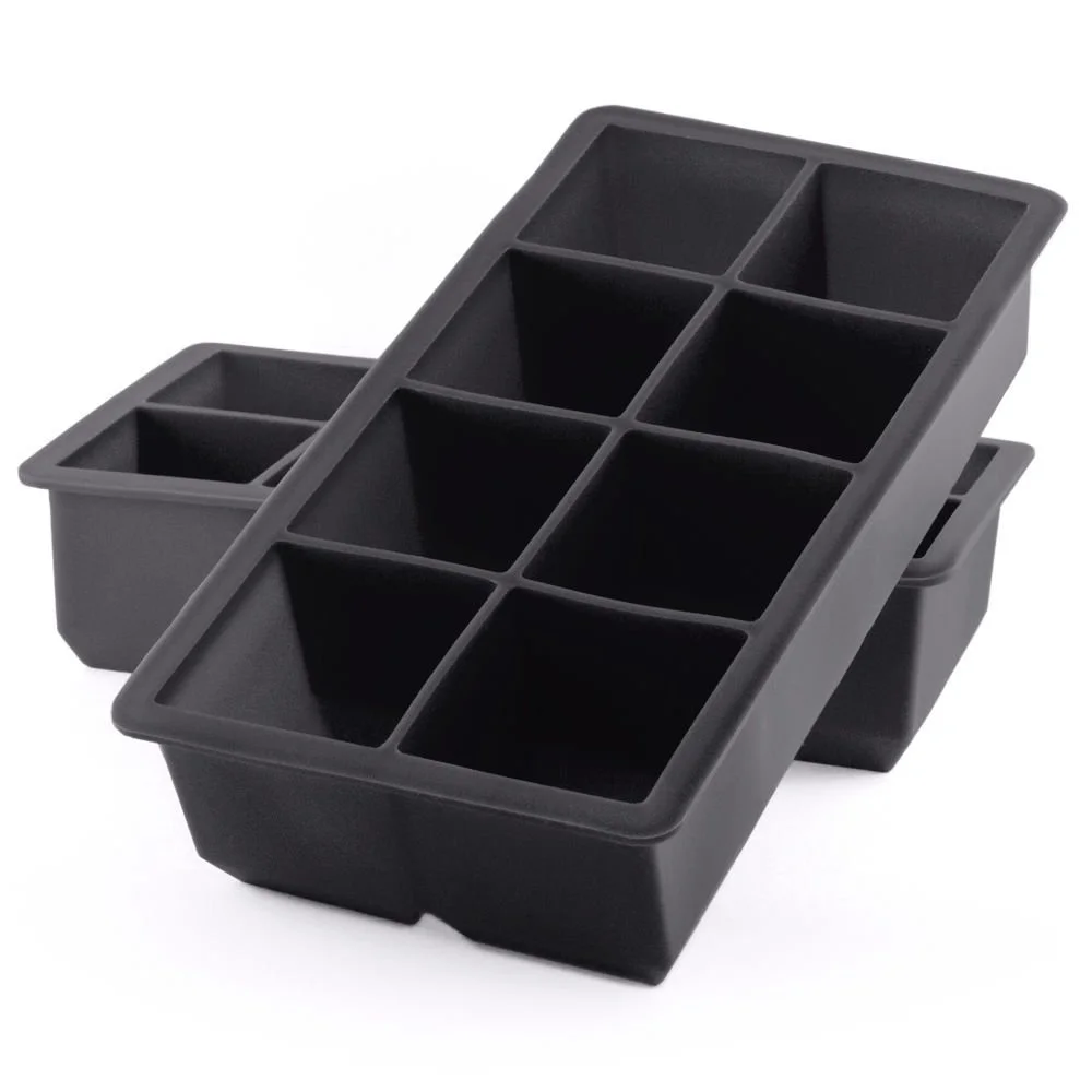 8 cube custom silicone ice cube tray mold set large  2 inch square ice cube whisky size