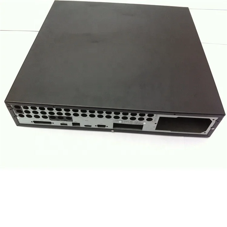 black powder coated low carbon steel sheet metal stamping bending forming fabrication industrial electronic enclosure