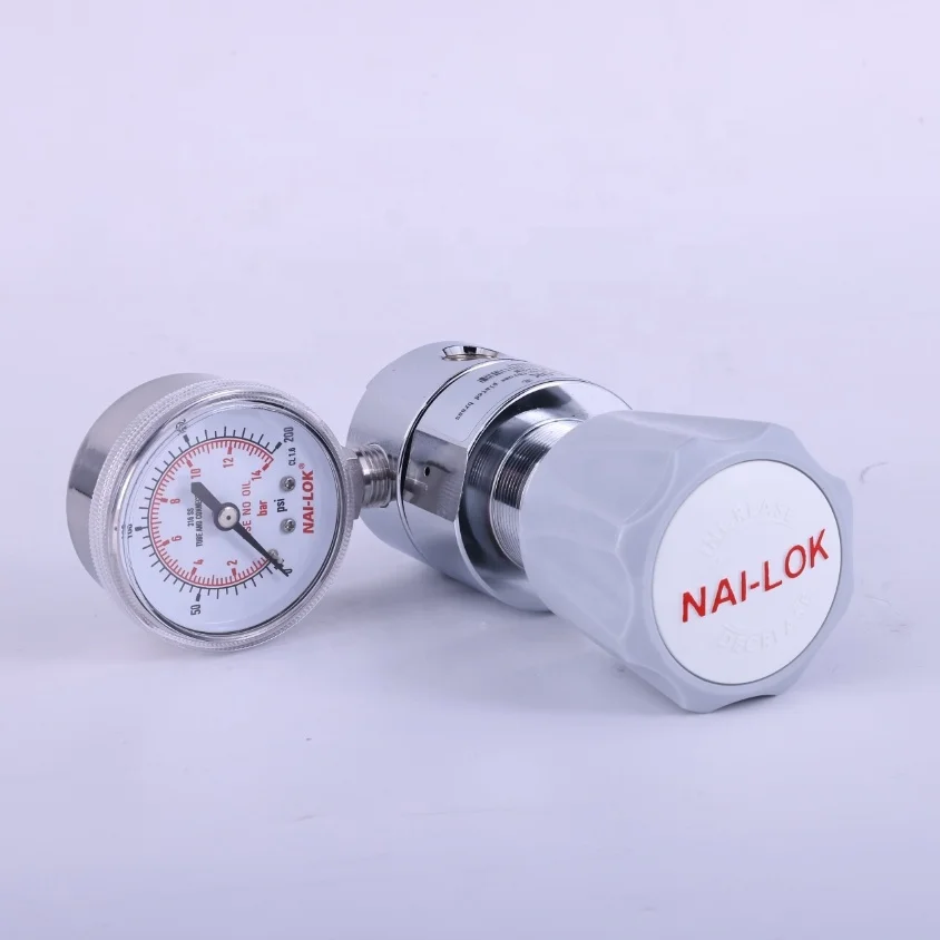 NAI-LOK Gas Laboratory High Pressure 3500psi 1/4' FNPT Hydrogen Gas Cylinder Pressure Regulator With Two Gauges