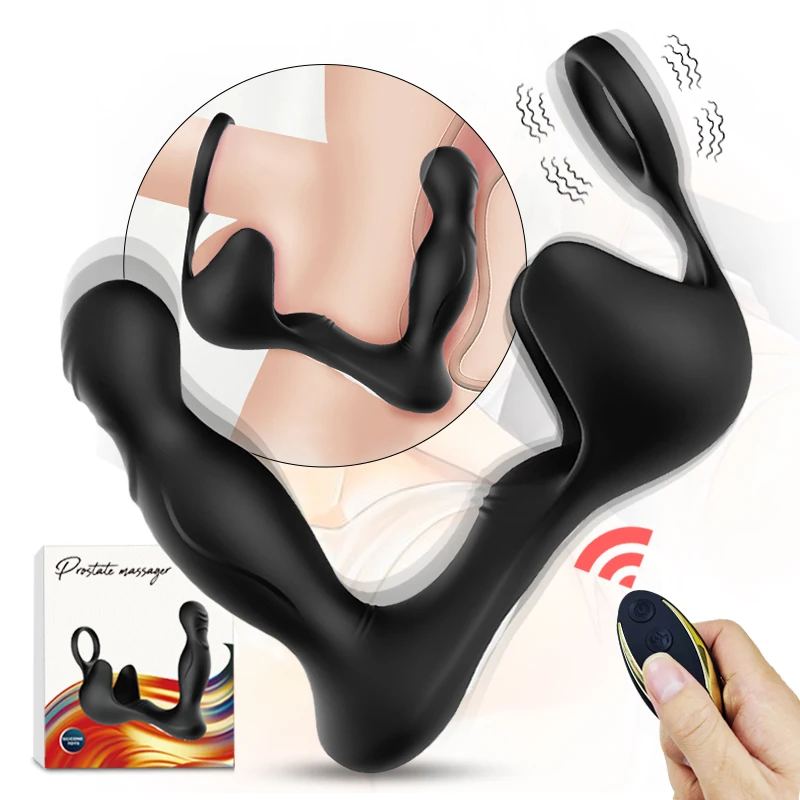 Factory Manufacturer Silicone Electric Cock Ring And Butt Plug For Male Waterproof Rechargeable Prostate Massager For Couple