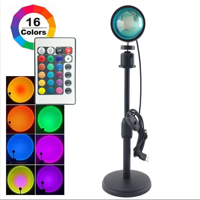 RGB 16 Colors USB Projector Sunset Rainbow Sunrise Lights Led for Tiktok Live Show Atmosphere Fill Up Lightings