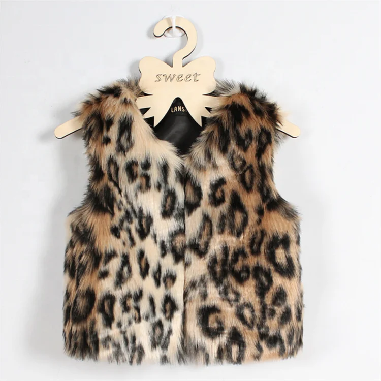
Wholesale Customized Winter Faux Fur Kids Leopard Vest 