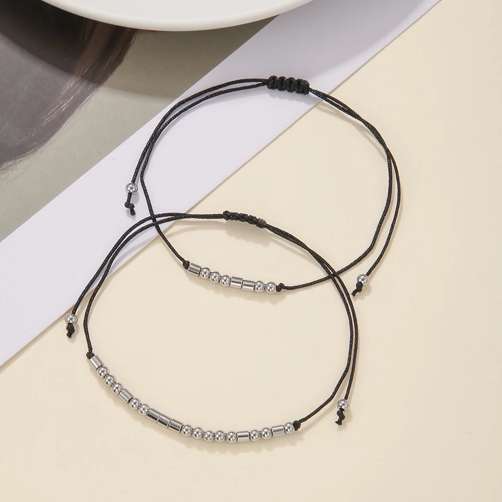 2024 New Fashion Handmade Couple Bracelet Jewelry Adjustable Alloy Morse Code Bracelet for Couple Friendship Best Gift
