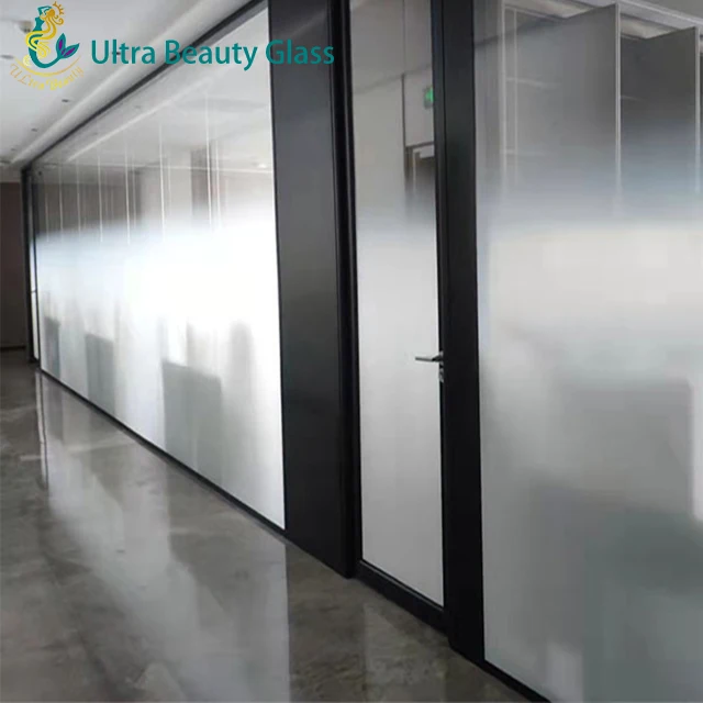 Glass Company Supply Gradient Frosted Acid Etched Privacy Protection Decorative Tempered Laminated Building Float Glass