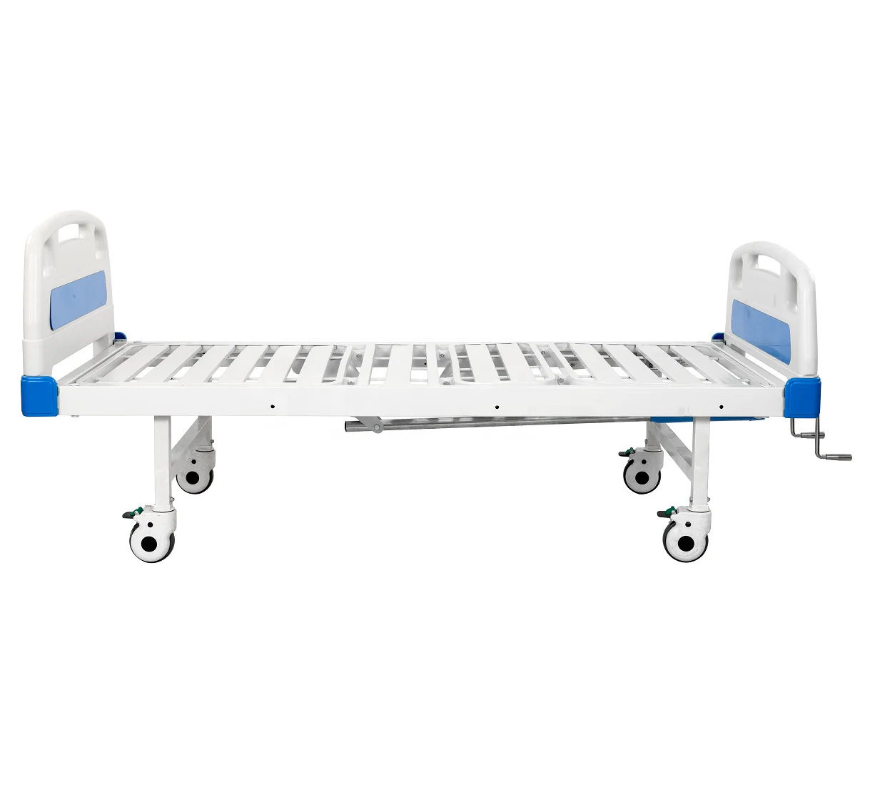MT MEDICAL high quality 2 cranks double-functions mobile manual hospital patient beds