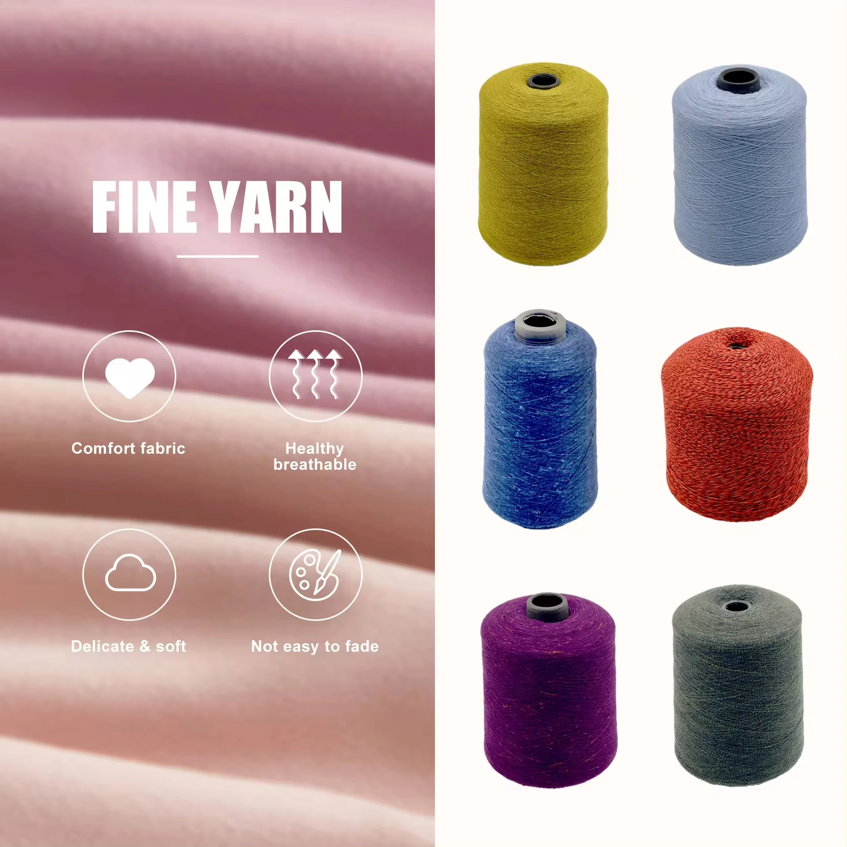 Wholesale Blended Core Spun Yarn Anti-Pilling Spun Knitting Yarn Dyed Spinning Core Spun Yarn For Socks Sweaters Hats