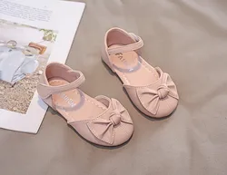 Comfy knot bow kid girls fashion dress shoes children leather princess shoes in summer