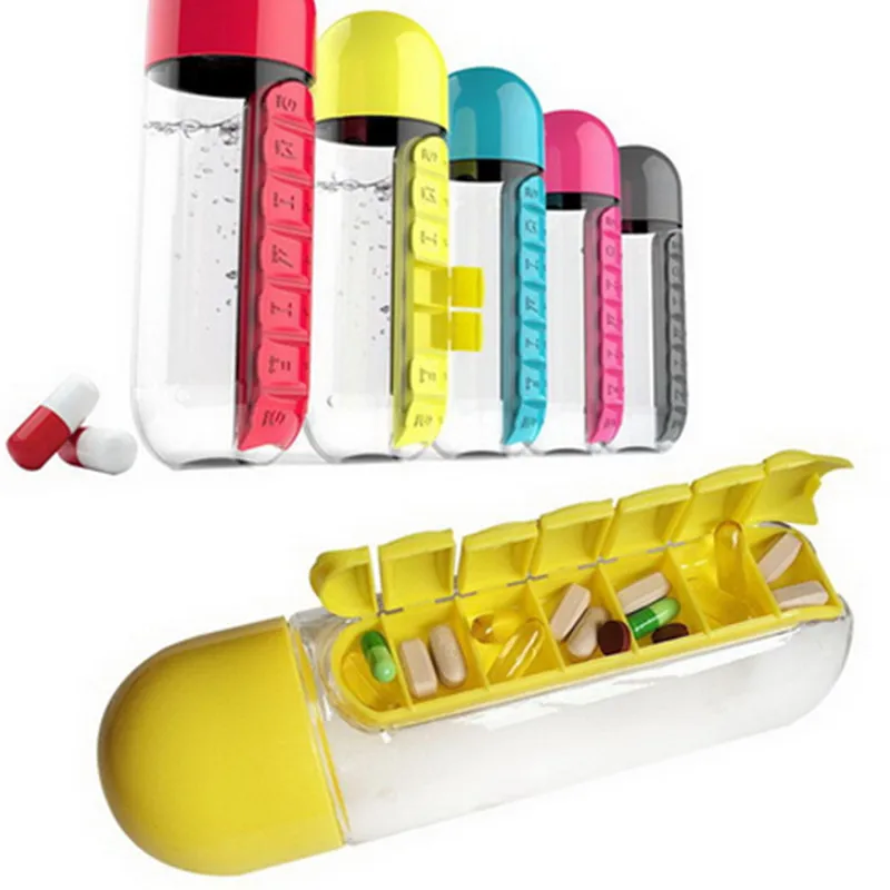 Wholesale Multi Color Traveling Water Bottle Capsule Large Capacity Water Bottle Plastic Medicine Container Cup