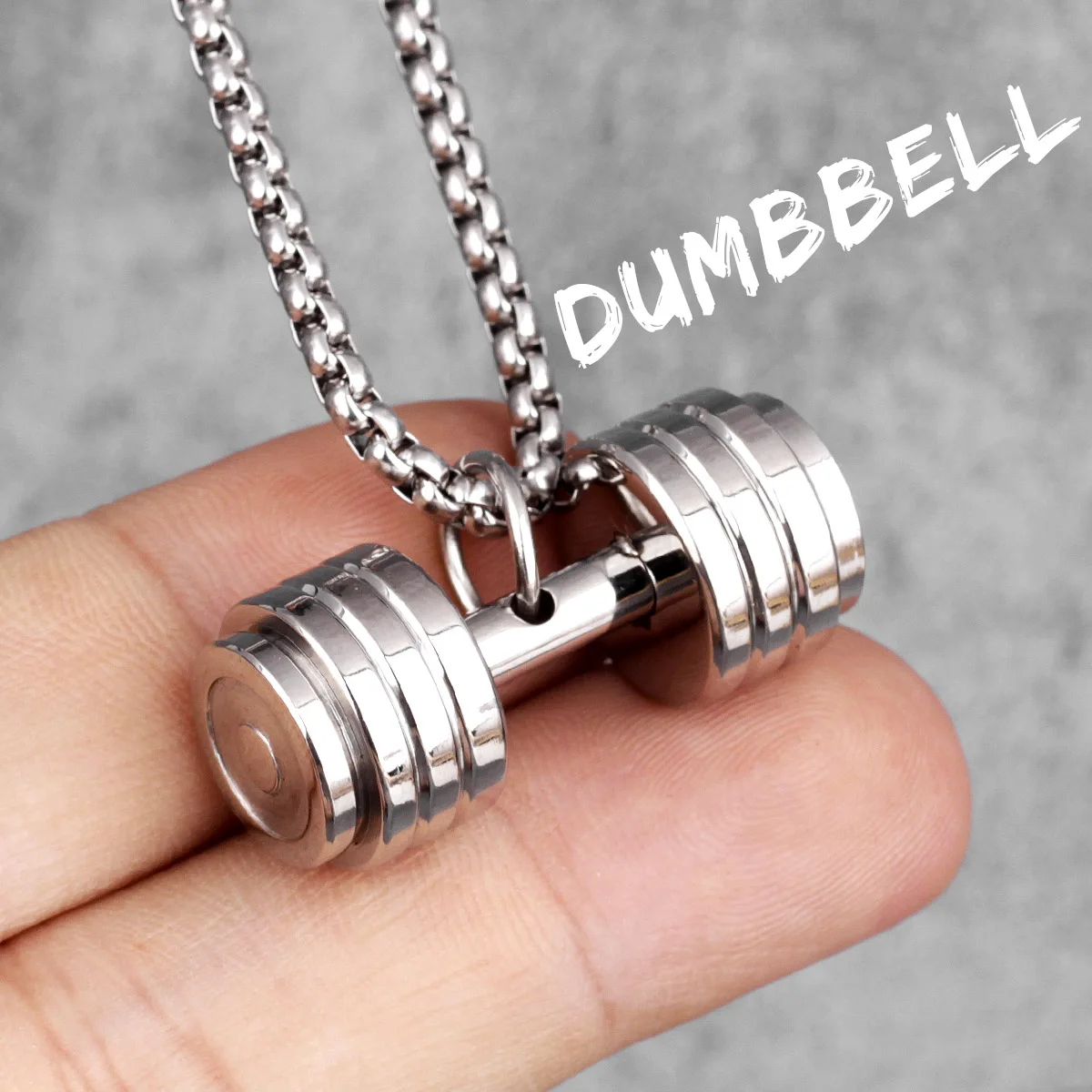 Gold Black Dumbbell Fitness Men Necklaces Pendants Chain for Boyfriend Male Stainless Steel Jewelry Creativity Gift Wholesale