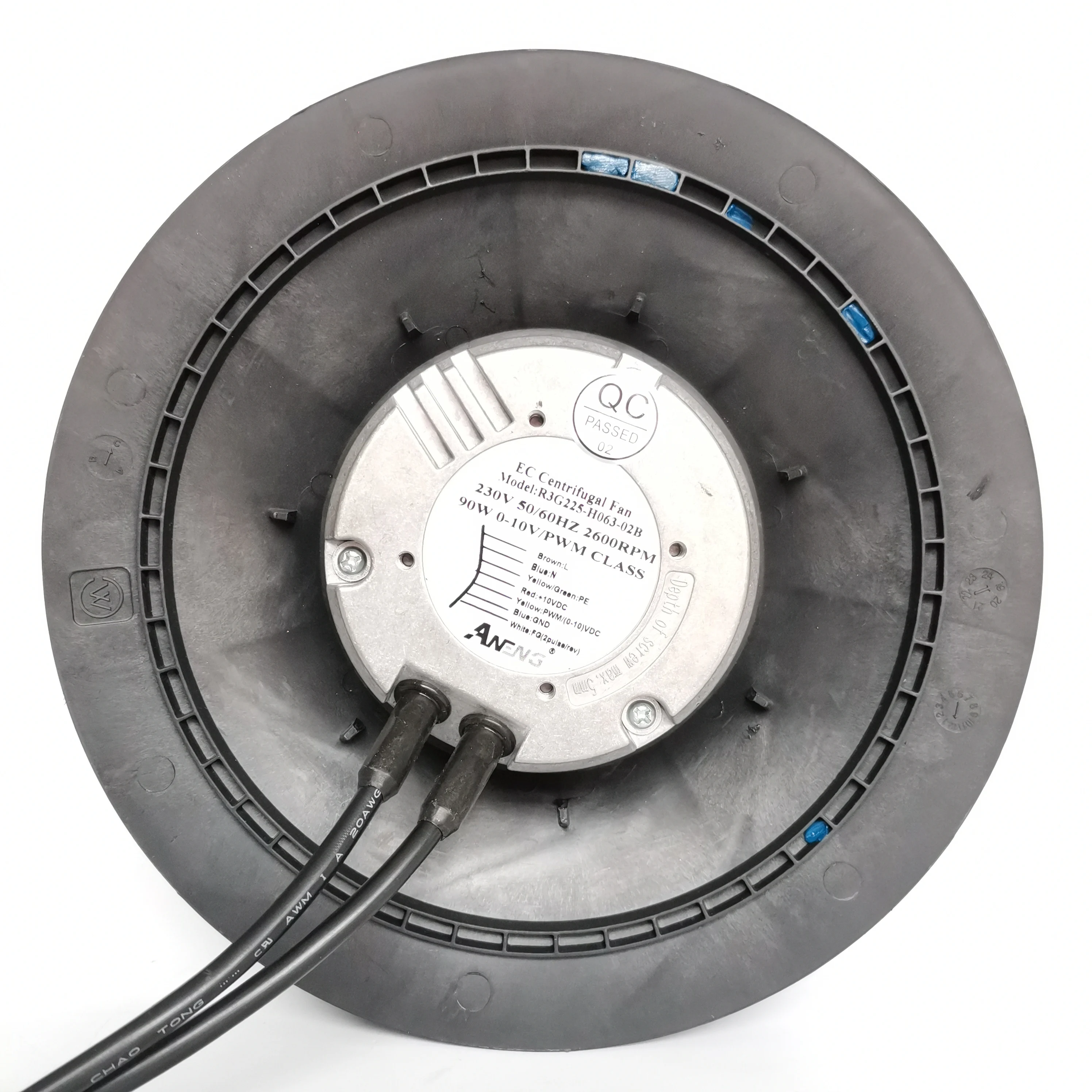 110v 220v ec radial centrifugal Fan Motorized impeller  new  225mm optimized wheel Brushless External Rotor Motor fan