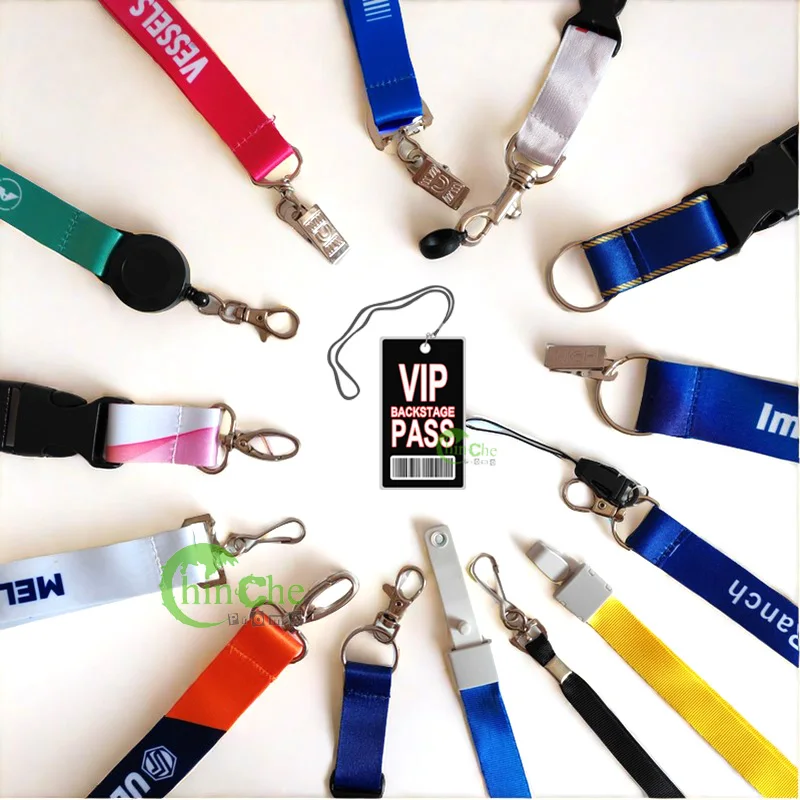 Wholesale Id Card Rope Conference Nylon Strap Plain Blank Custom ID Card Hold Lanyard With Metal Clip Plastic Clip