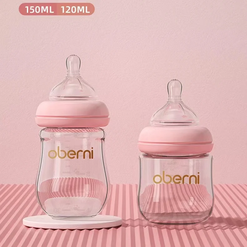Baby Feeding Bottles Baby Breast Milk Bottle 120ml/150ml Baby Bottle High Quality High Borosilicate Glass Food Grade Silicone