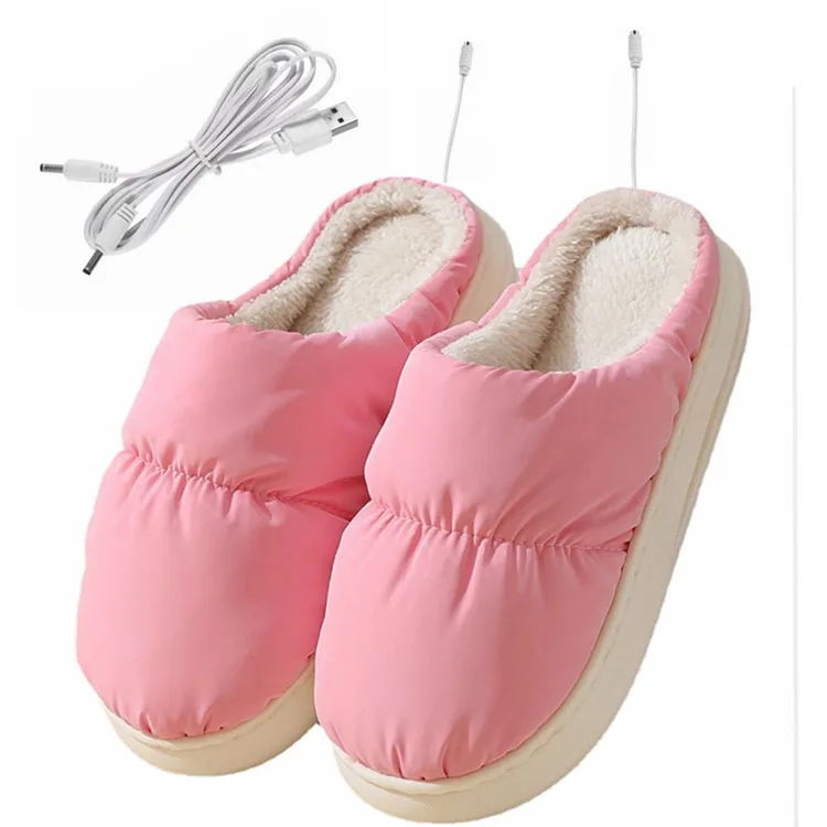 New Design 2022 Closed Toe Indoor Outdoor Warm Winter Slides Electric Rechargeable Heated Shoes