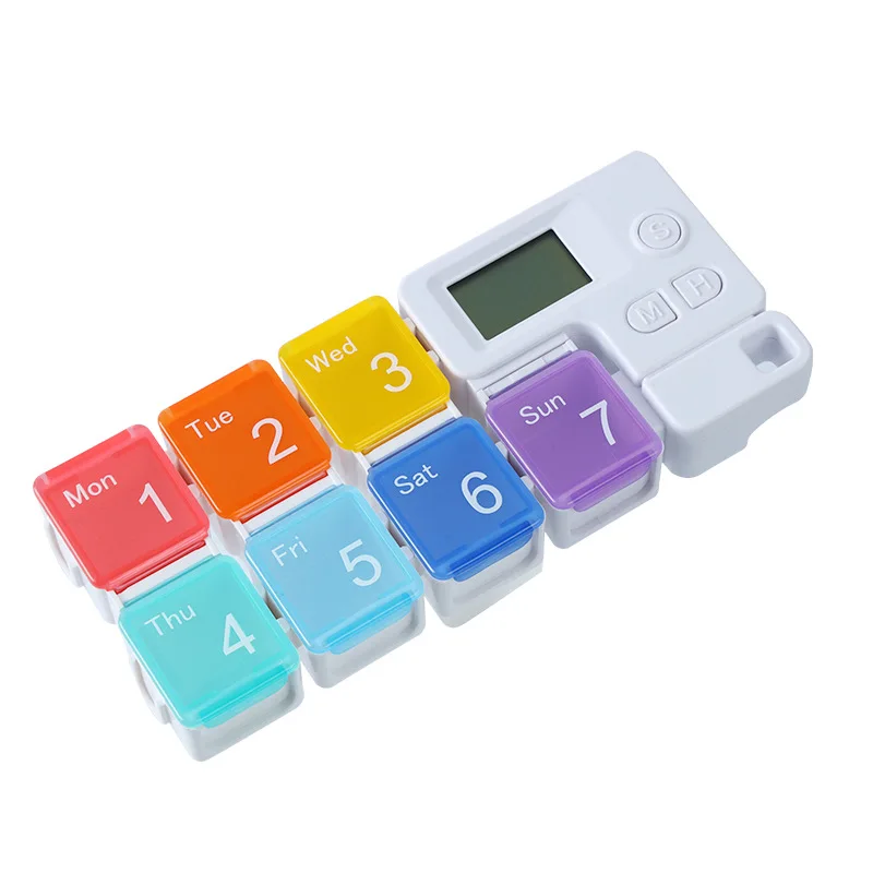 New Style Revolutionary Packaging Electronic Time Reminder Seal Plastic Colorful Cute Smart Pill Box For 7 Days