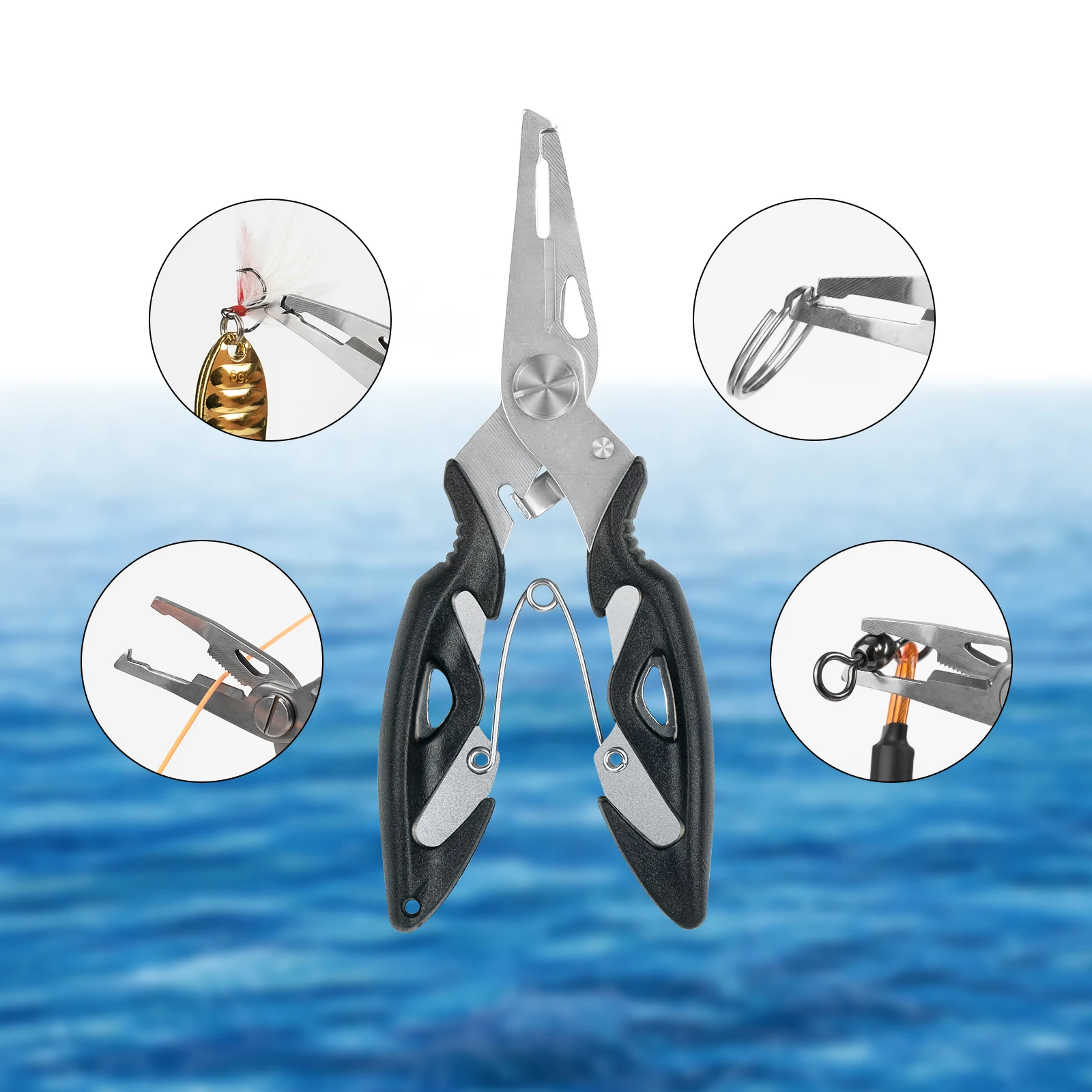 Pullther high-quality aluminum alloy color open-loop fishing pliers, multifunctional fishing gear tools, fishing stuff