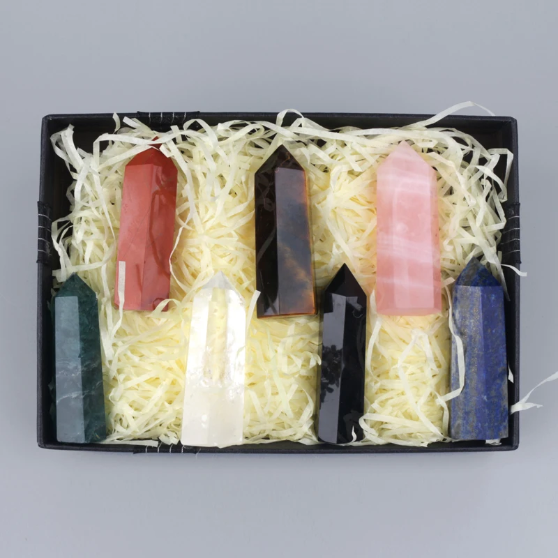 Wholesale Natural 7 Chakra Crystal Energy Tower Crystal Point Gift Box For Healing