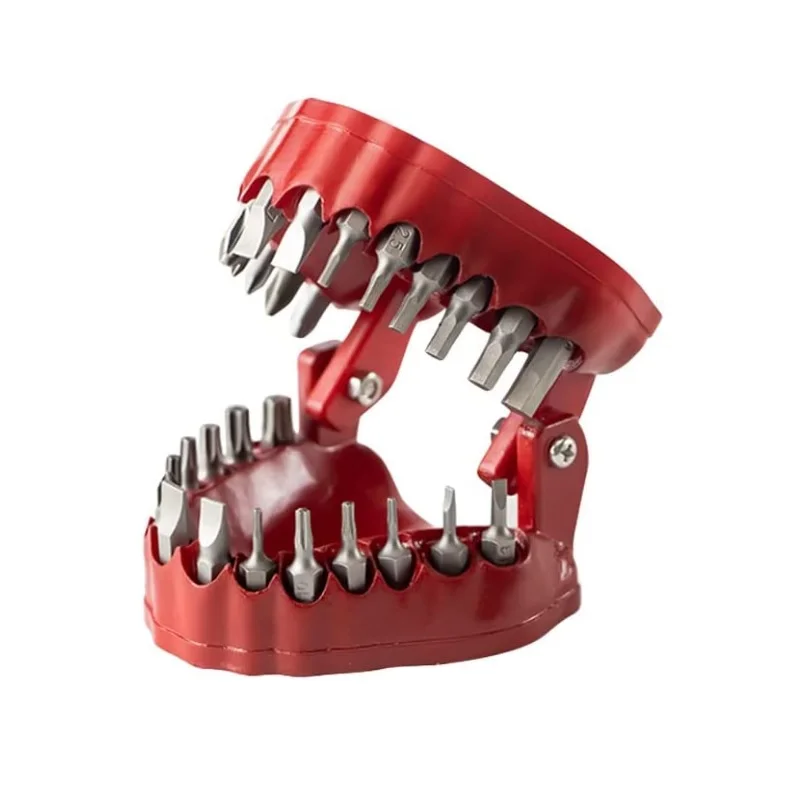 28pcs Teeth Model Screwdriver Drill Bit Organizer Holder, Denture Design magnetic Drill Bit Holder