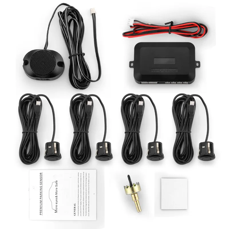 Buzzer or Voice 4 Sensors Reversing Parking Sensor Car Parking Sensor System -40 C~80 30-45DAYS Neutral Box Universal Standard