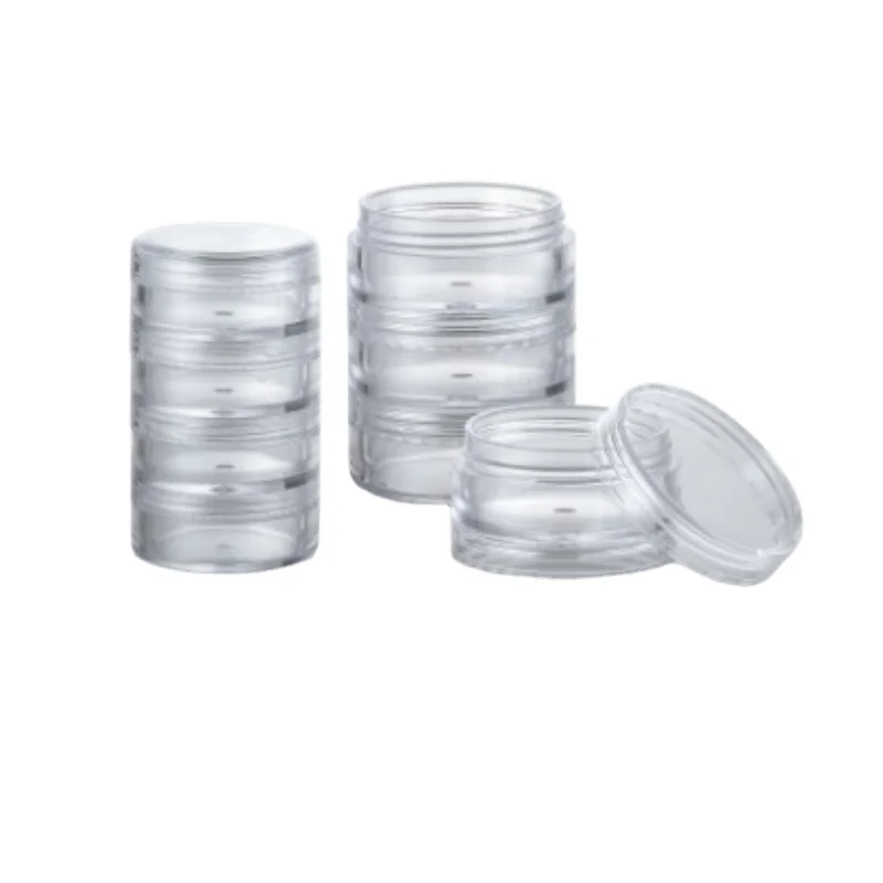 Customized 5g 10g Stackable PS Jar for Glitter powder 5ml 10ml 5 layers plastic cosmetic container for beauty products
