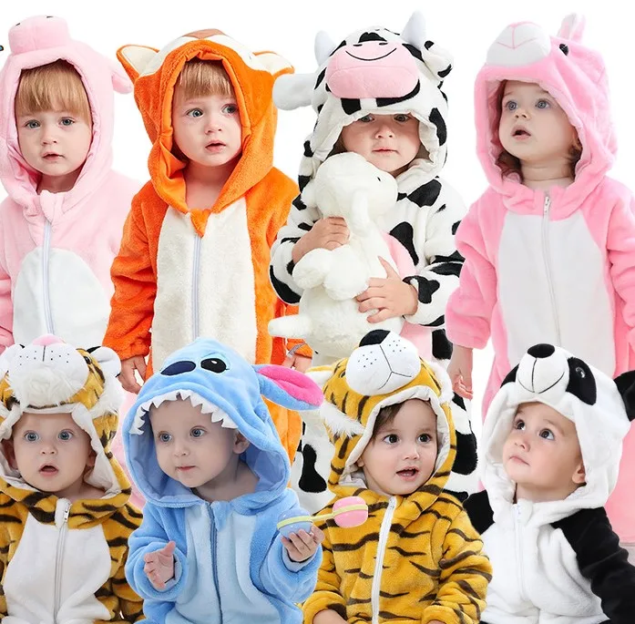 Wholesale Winter Kids Flannel Unicorn Pajamas Girls Cartoon Animal Onesie Sleep Pajamas set kids sleeping wear pajama