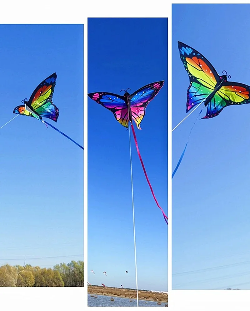 colorful butterfly kite inflatable games flying papalotes for children toy sports pipas de praia windsurfing fun