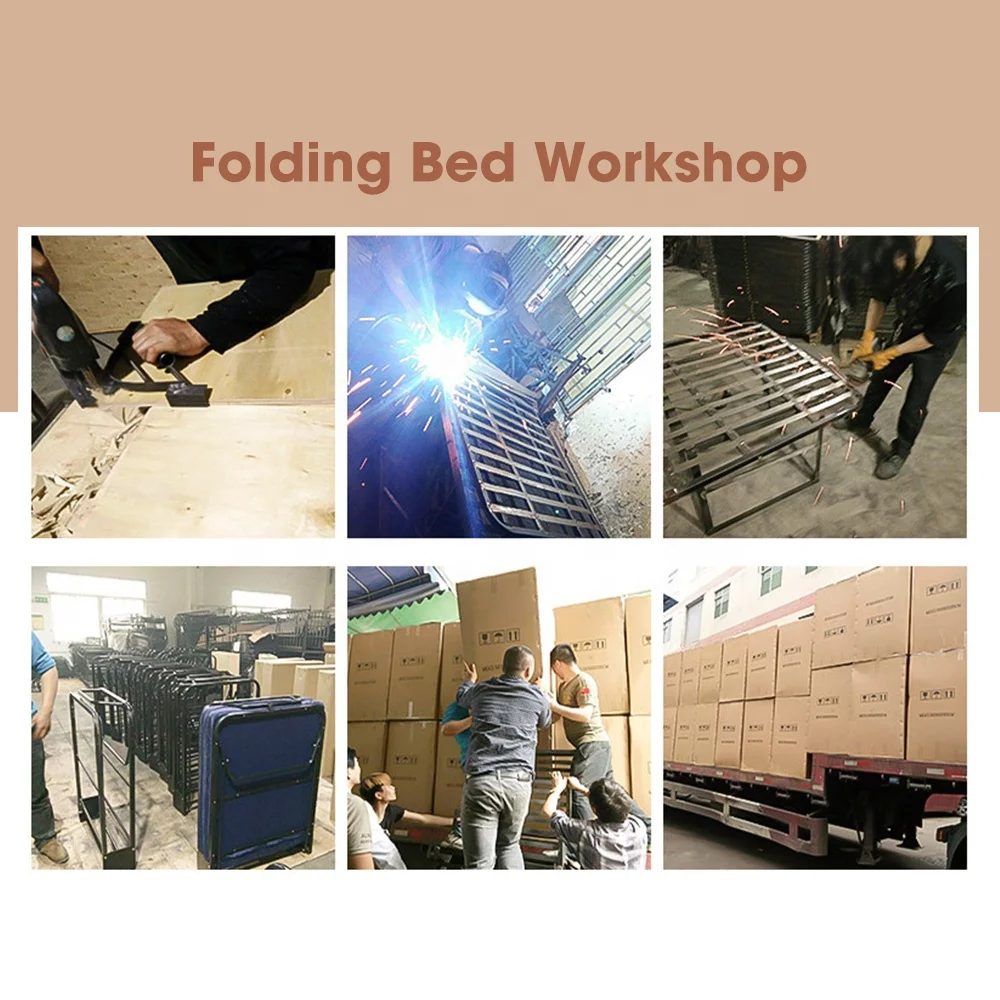 Factory customize Online hot selling office hotel folded beds rollaway portable folding foldable guest bed hotel extra metal bed